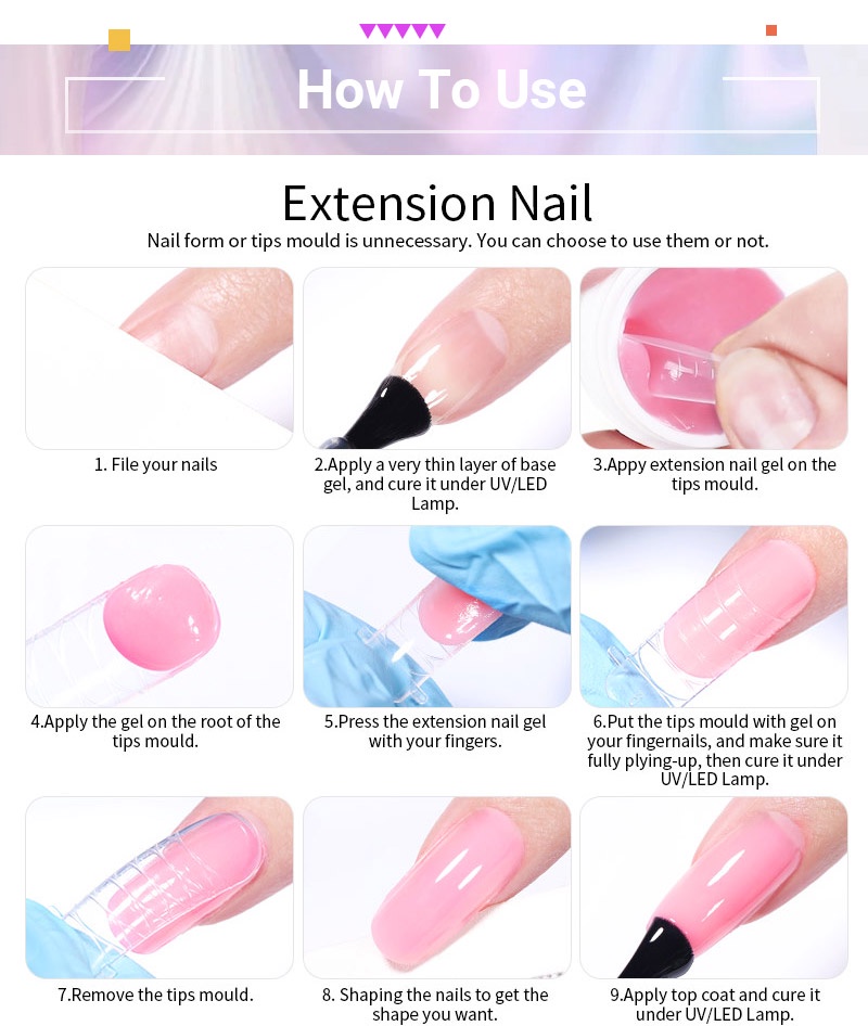 Lilycute Non Stick Hand Solid Extension Nail Gel Clear Nude Pink