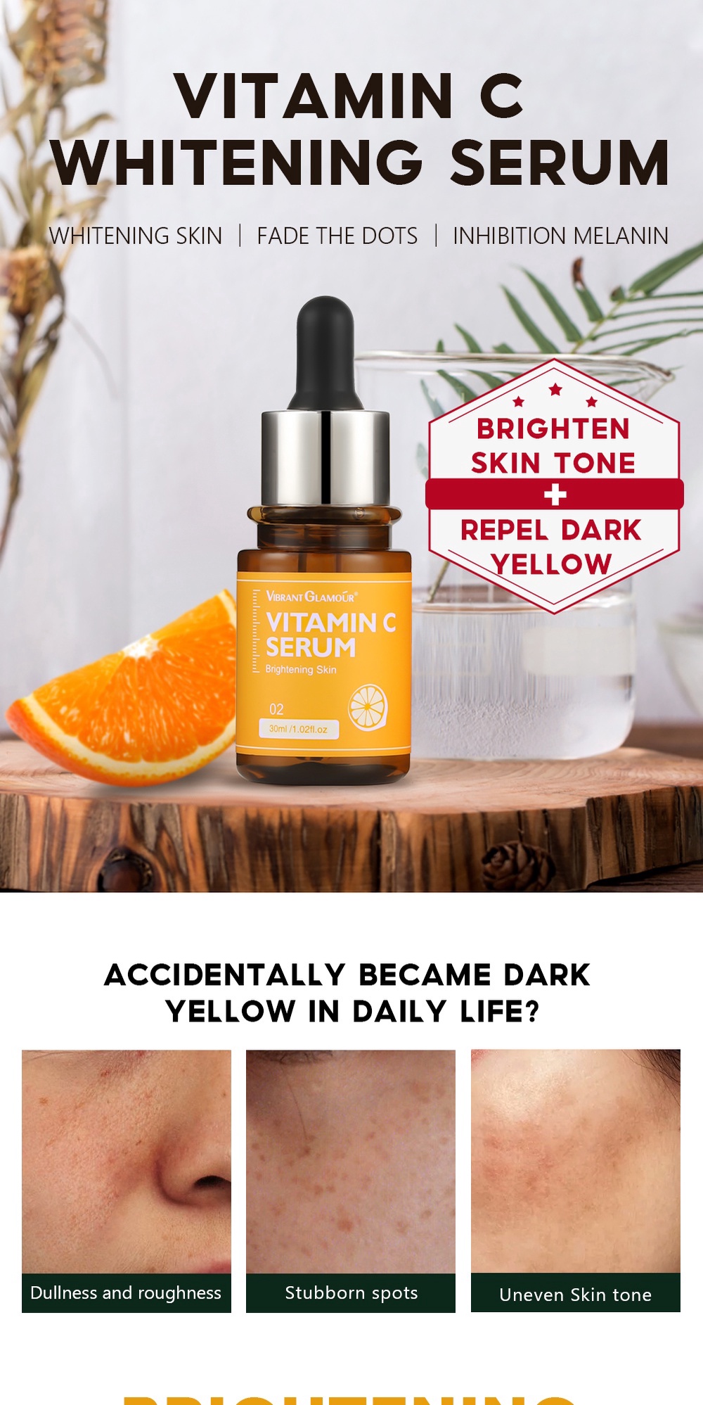 Vibrant Glamour Vitamin C Face Serum Whitening Dark Spots Freckles Skin