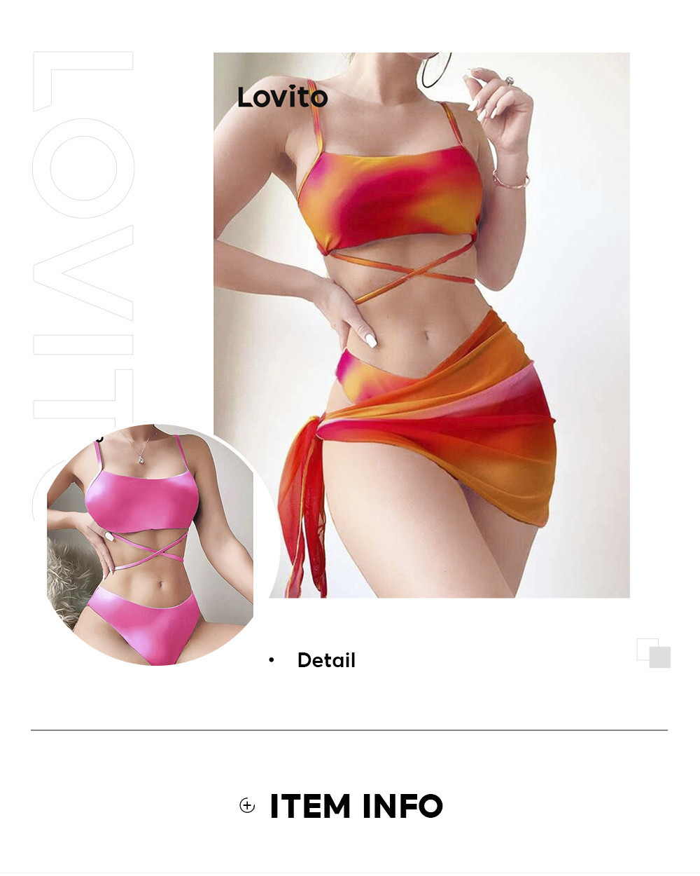 Lovito Women Sexy Tie Dye Lace Up Bikini Sets LNL37055 Shopee Philippines
