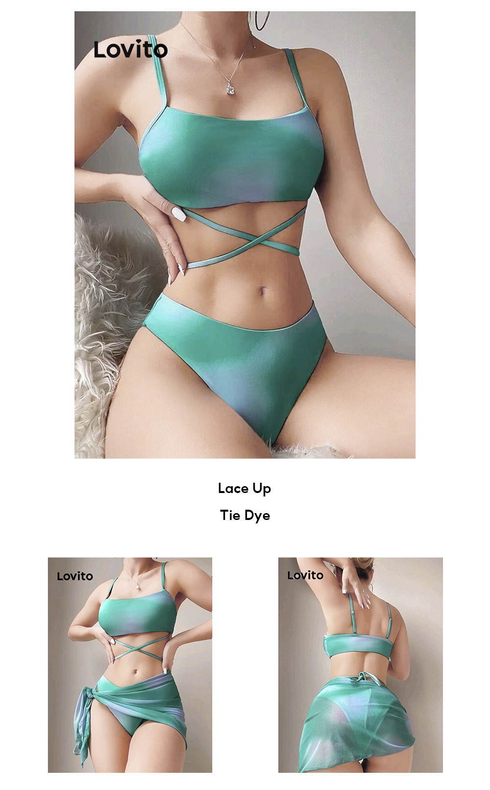 Lovito Women Sexy Tie Dye Lace Up Bikini Sets LNL37055 Shopee Philippines