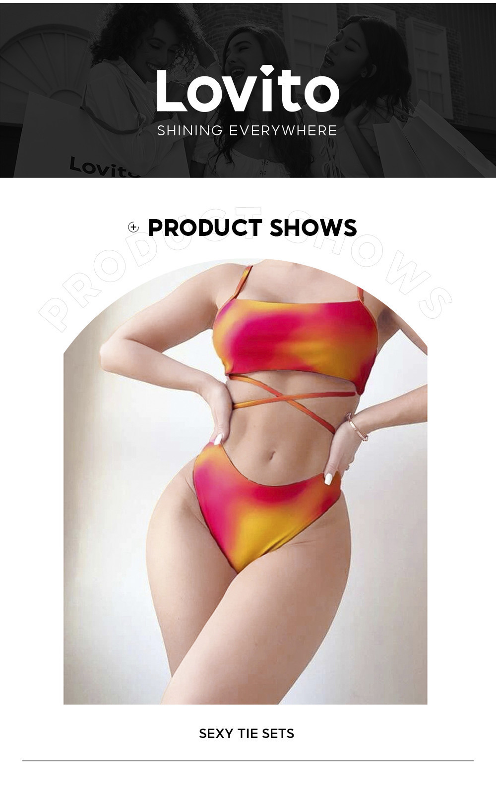 Lovito Women Sexy Tie Dye Lace Up Bikini Sets LNL37055 Shopee Philippines