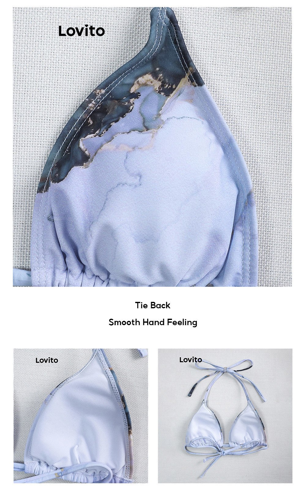 Lovito Women Sexy Bikini Top Marble Tie Back Bikini Top LNL41019 Multi Color Shopee Philippines