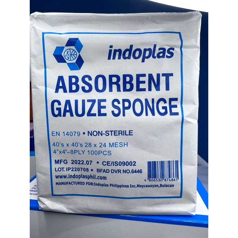 Non Sterile Indoplas Sure Guard Gauze Swab 4 X4 X8 PLY 100 Pcs