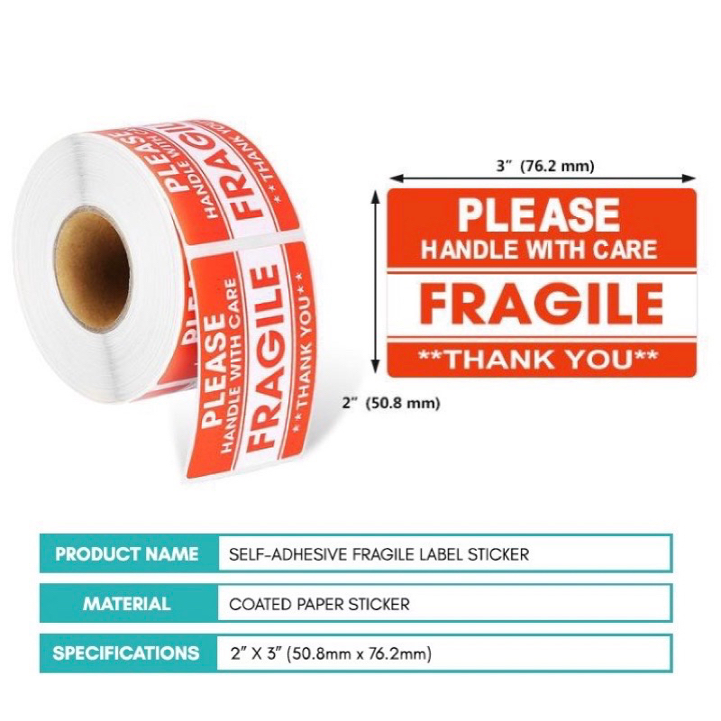 FRAGILE STICKER 50 Pcs 100 Pcs Shopee Philippines