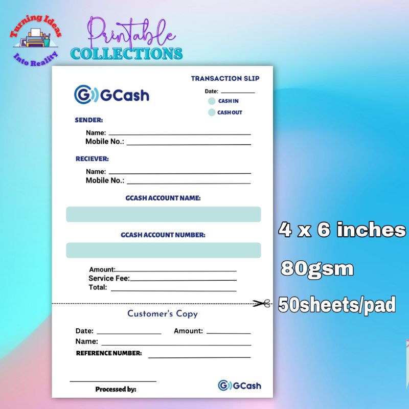 Gcash Transaction Slip X Inches With Sheets Per Pad Shopee