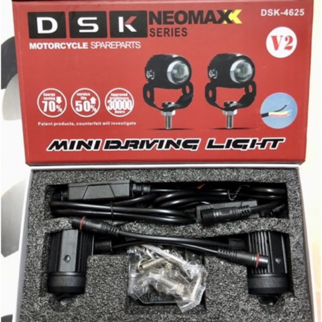 DSK Mini Driving Light LED V2 Neomax Series 4 Wires Low High Beam