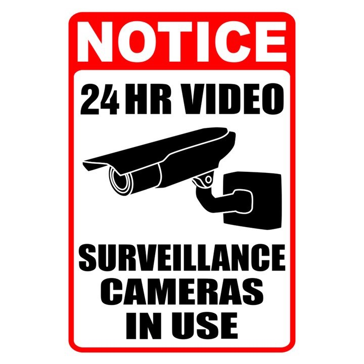 CCTV 24 Hours Laminated PVC Signage A4 Size High Quality Print