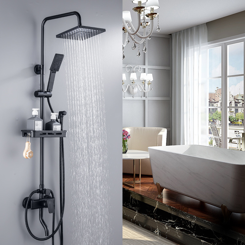 Sarre 304 Stainless Steel 4 In 1 Hot And Cold Square Matte Black Shower