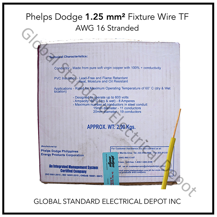 Phelps Dodge Fixture Wire Tf Mm Lead Free Meters