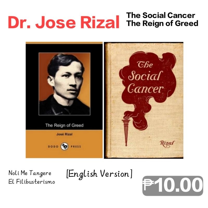 Dr Jose Rizal Novels The Reign Of Greed The Social Cancer English