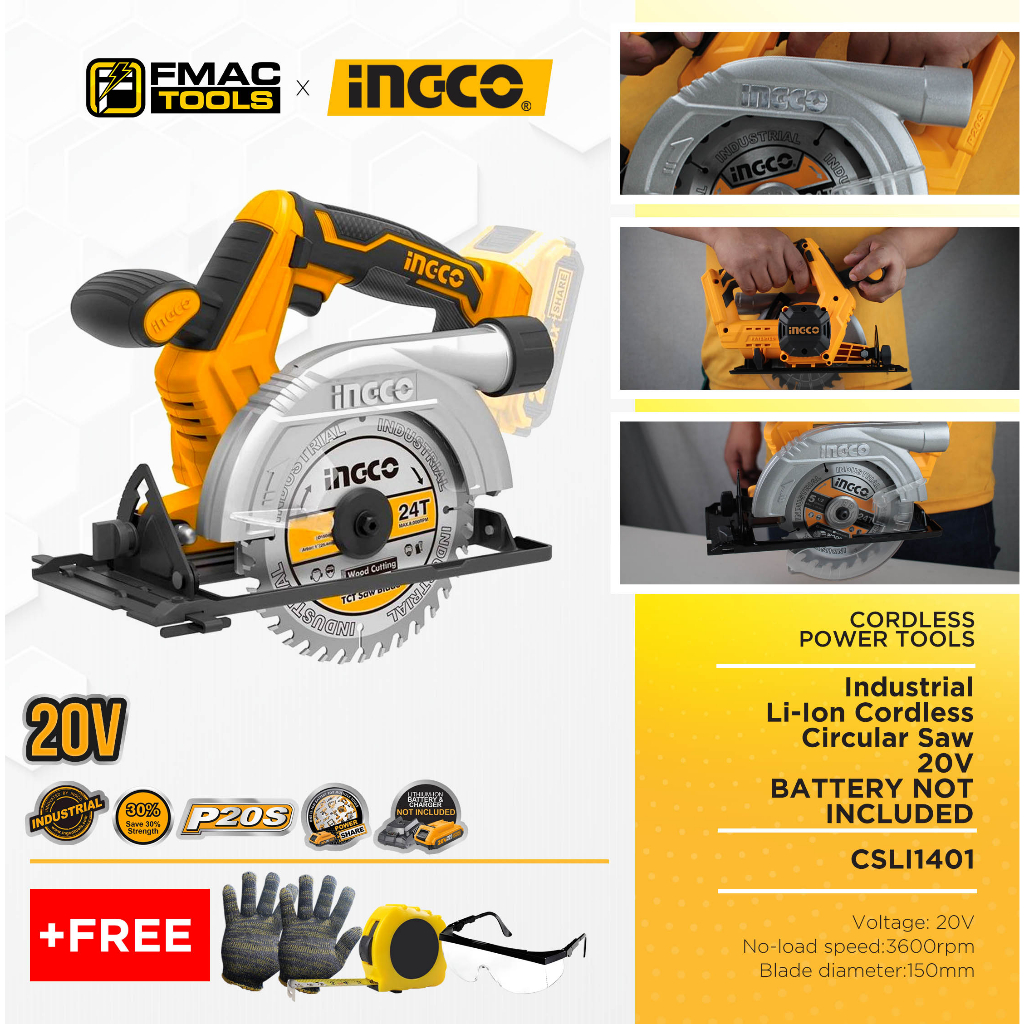 Ingco Industrial Cordless Li Ion Circular Saw V Csli No Battery