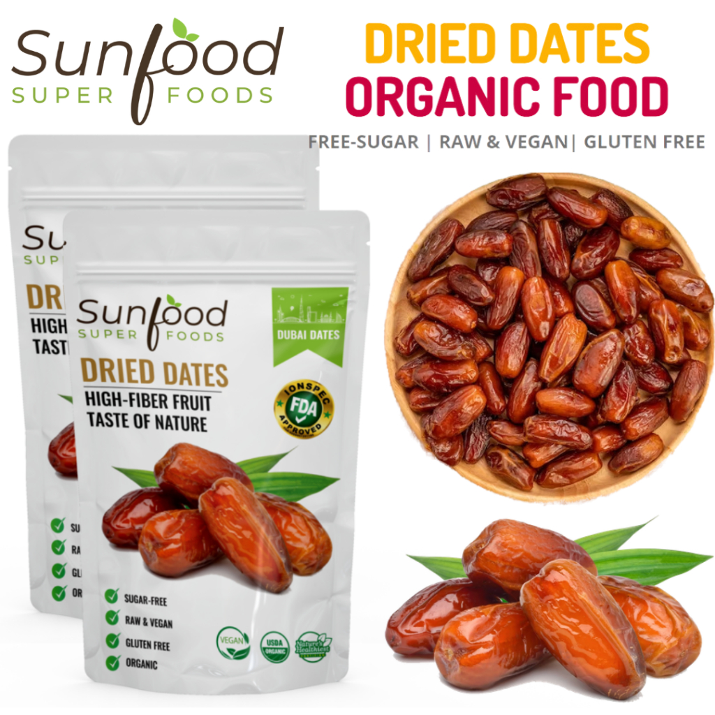 Sunfood Pitted Dried Dates Organic Food Dried Dates Fruit High Fiber