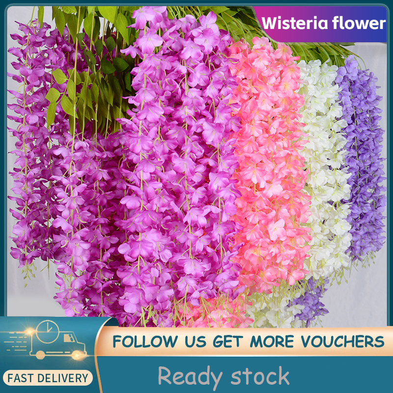 12pcs 110cm Piece Artificial Fake Wisteria Vine Ratta Hanging Garland