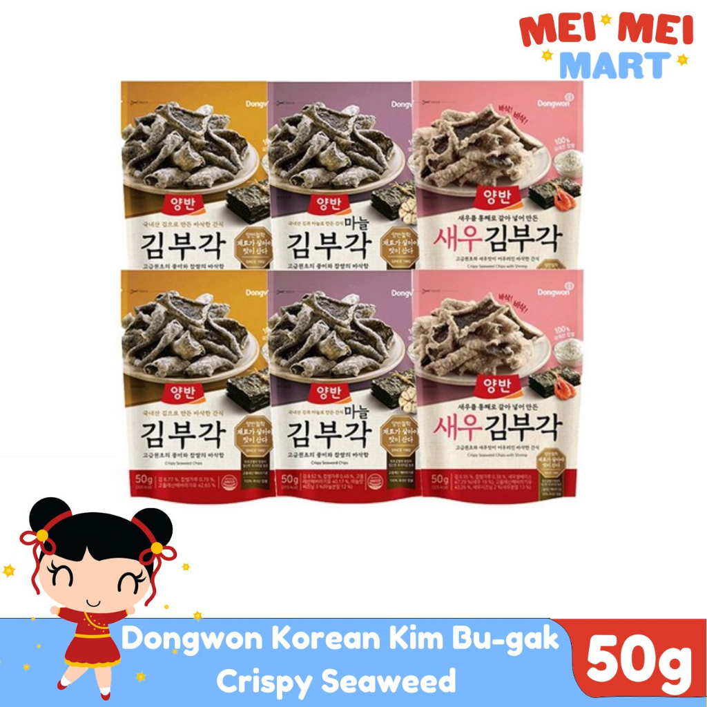 Dongwon Korean Kim Bu Gak Crispy Seaweed Chips Original Shrimp Garlic