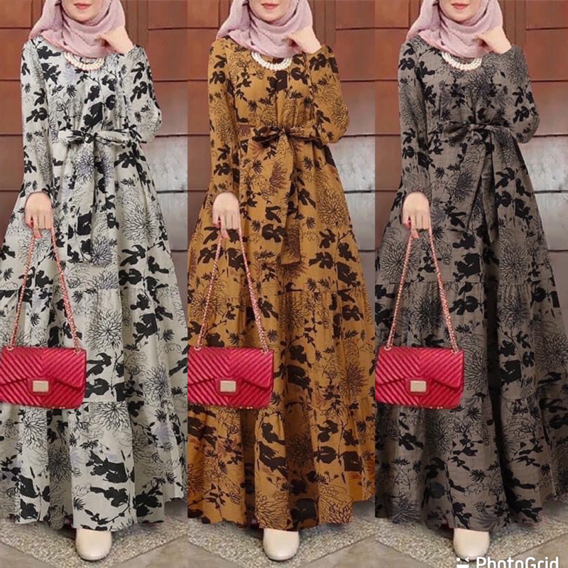 Hqt Fashion Sexydress Elegant Longsleeve Maxi Muslim Dress Shopee