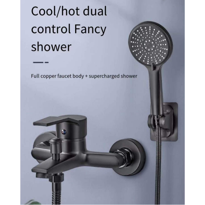 Black Shower Head Bathroom Faucet Hot And Cold Water Faucet Wall