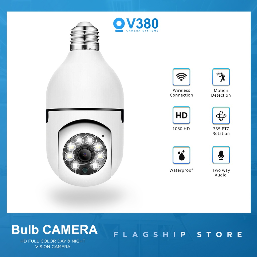 V380 Pro E27 CCTV BULB Night Vision 1080p Wireless Indoor Auto Tracking