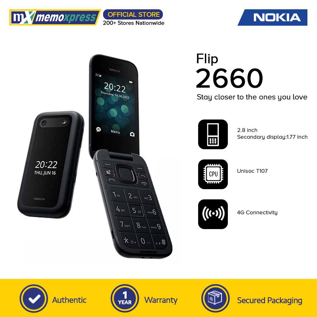 Nokia 2660 Flip 4G Feature Phone Black Shopee Philippines