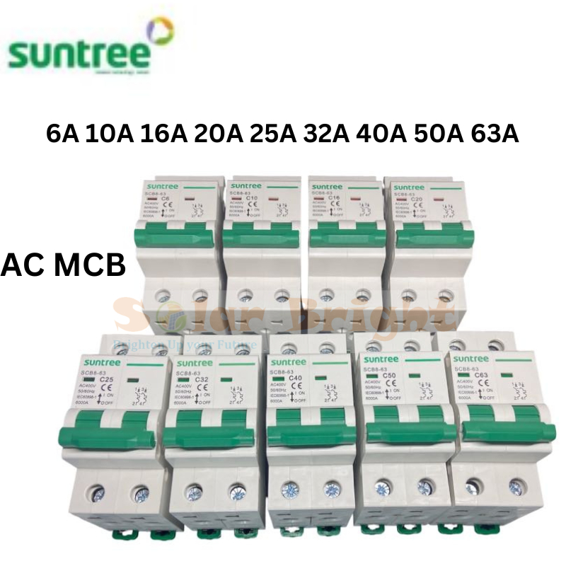 SUNTREE AC MCB 230V AC 6A 10A 16A 20A 32A 40A 50A 63A DIN RAIL TYPE