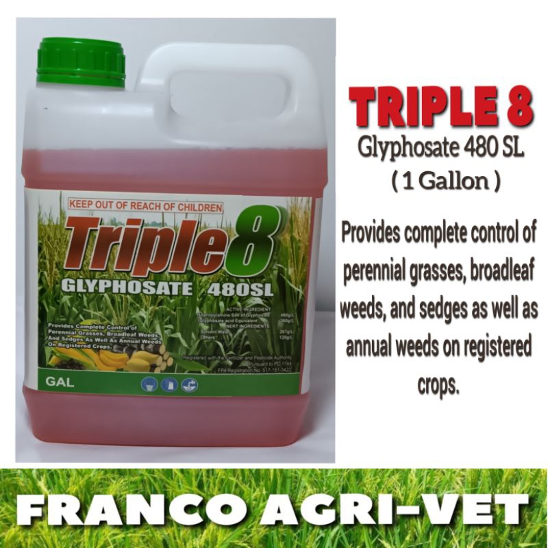 Triple 8 Glyphosate 480SL 1 Gallon Herbicide Shopee Philippines