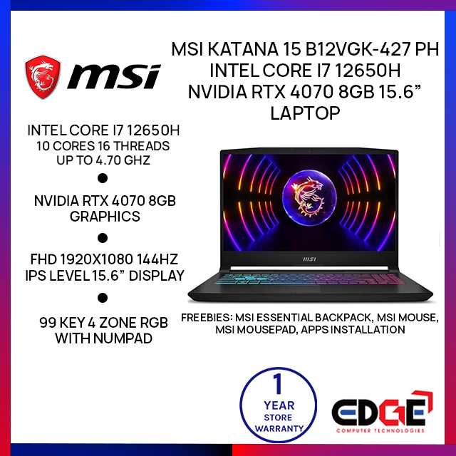 Edge Msi Katana B Vgk Ph Intel Core I H Nvidia Rtx