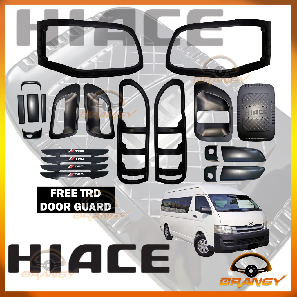 Toyota Hiace Commuter To Garnish Combo Set Cover Matte Black