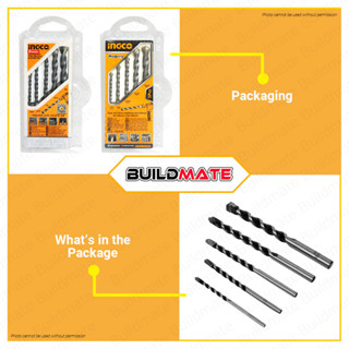 BUILDMATE Ingco 5PCS Concrete Masonry Drill Bits SET UAKDB3055