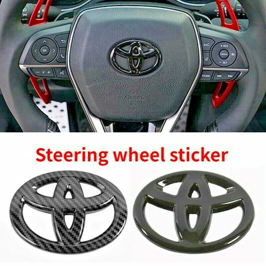 Car Steering Wheel Sticker Emblem Badge Decals For Toyota Carbon Fiber