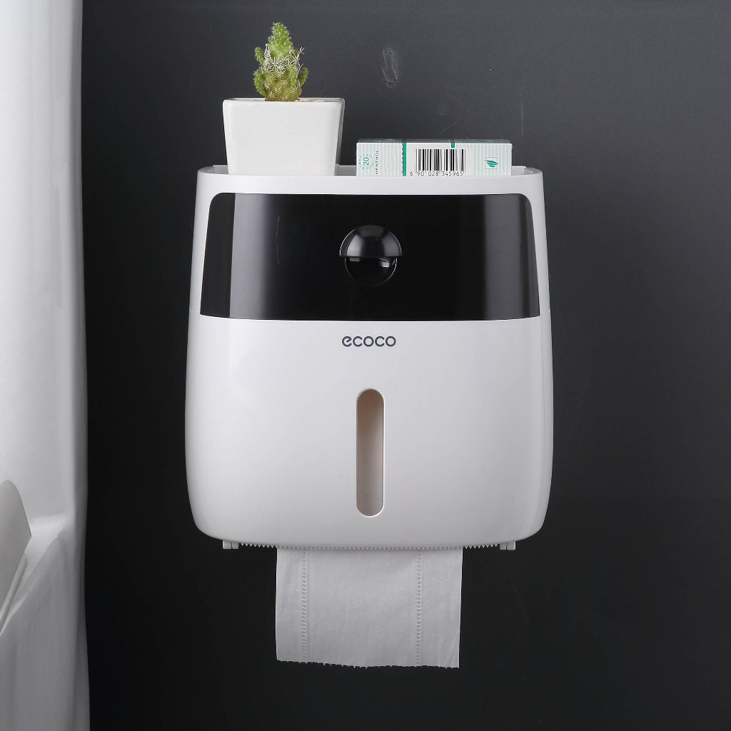 Ecoco Bathroom Tissue Box Wall Mounted Paper Towel Holder With Drawer