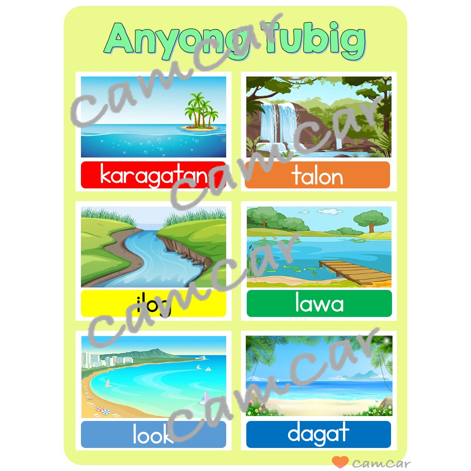 Laminated Wall Chart English Filipino Tagalog Color Shapes Days