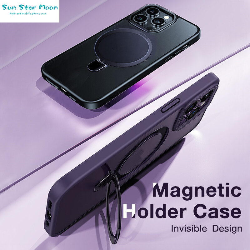 Invisible Magnetic Holder Case For IPhone 16 15 14 Plus 13 12 11 Pro