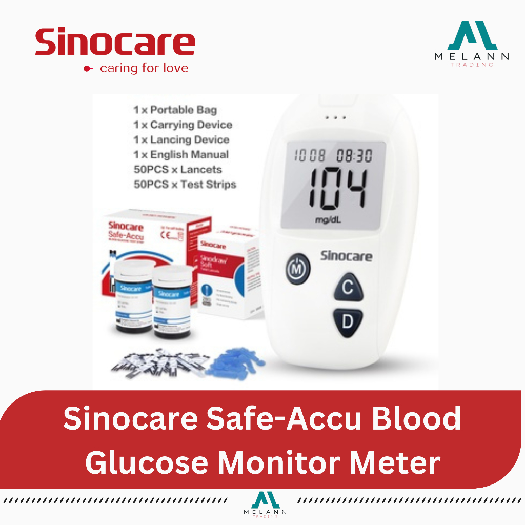 Sinocare Safe Accu Blood Glucose Monitor Meter Pcs Test Strips