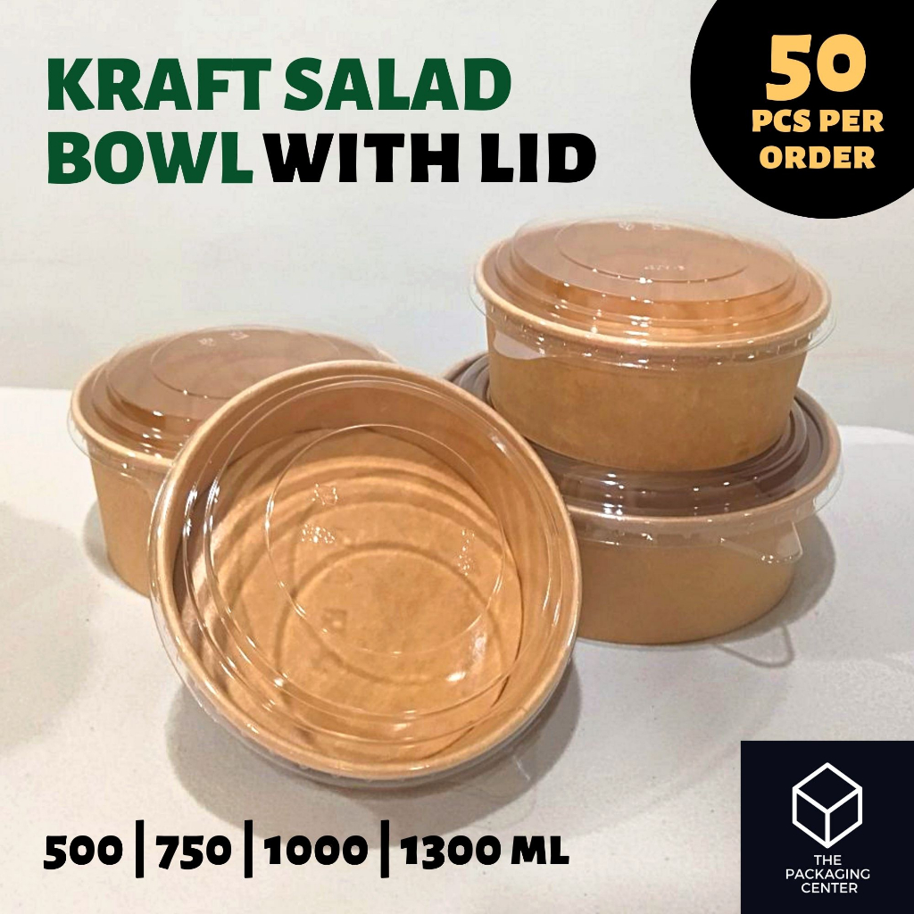 Kraft Salad Bowl By Pcs Ml Ml Ml Ml With Lid