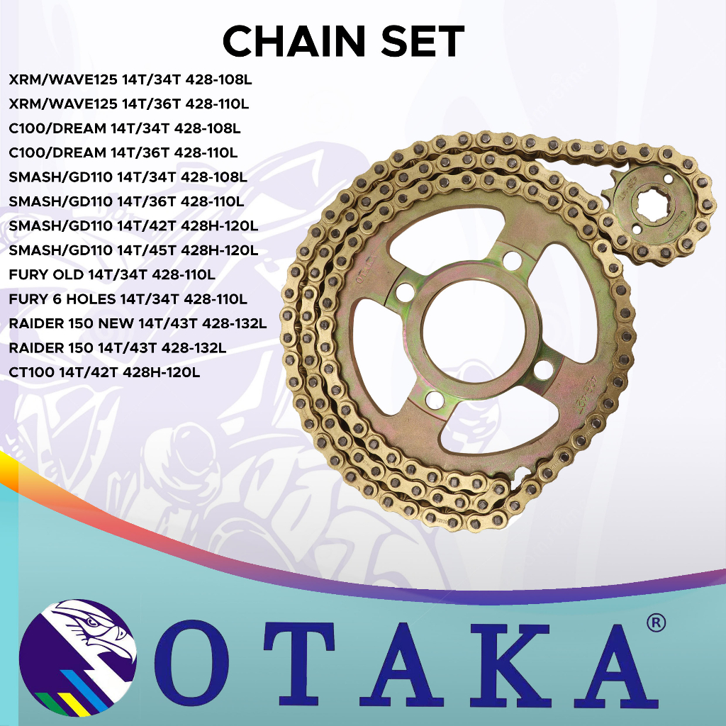 Otaka Motorcycle Chain And Sprocket Set T T T T H