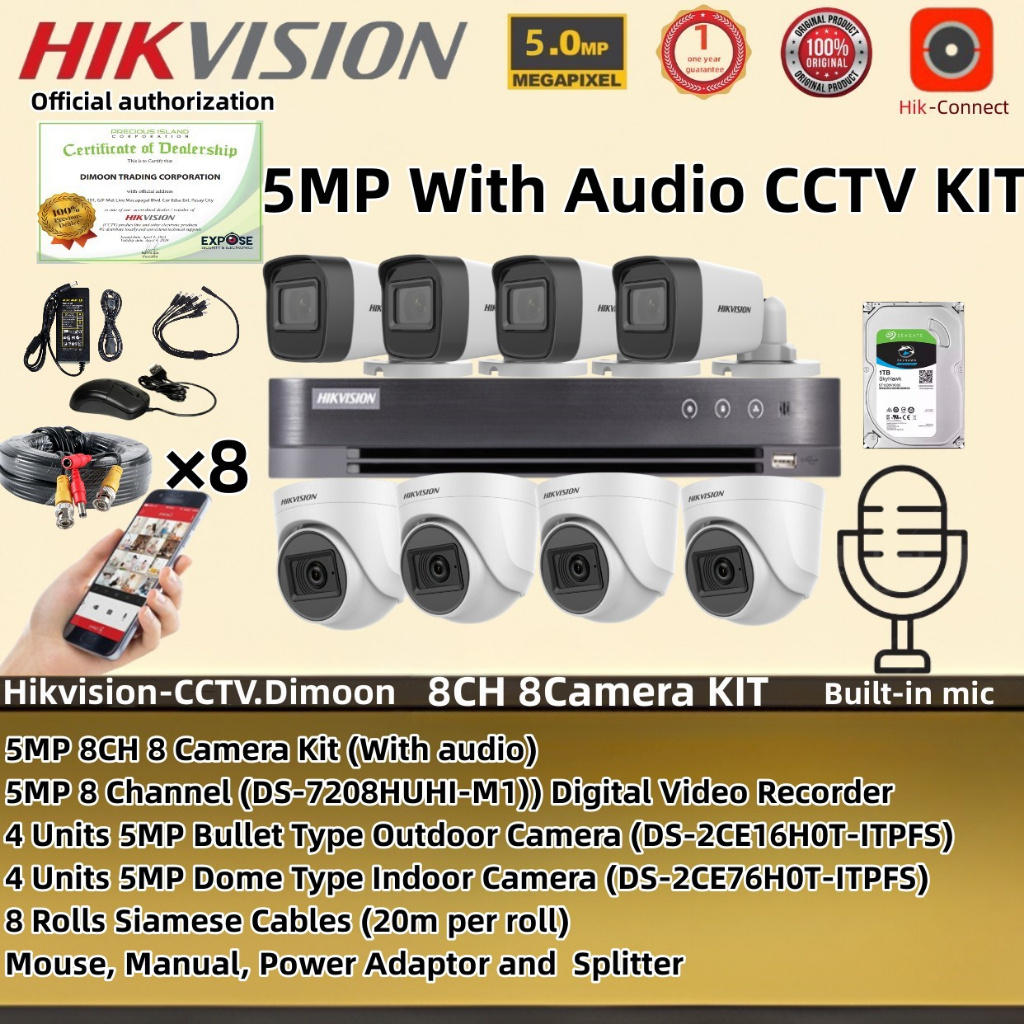 Hikvision Mp Cctv Camera Kit With Audio Camear Package Ch Hdcvi