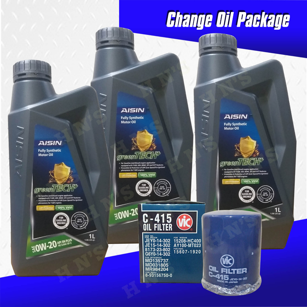 AISIN Fully Synthetic API SN 0W 20 Oil Change Package For Mitsubishi