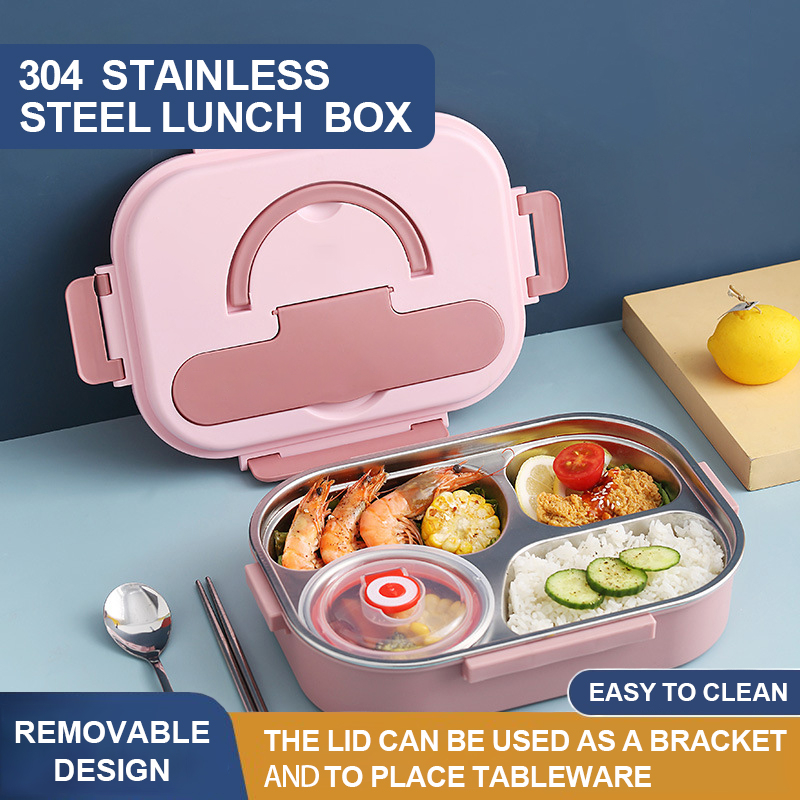 304 Stainless Steel Insulated Lunch Box With Soup Bowl Leak Proof Bento