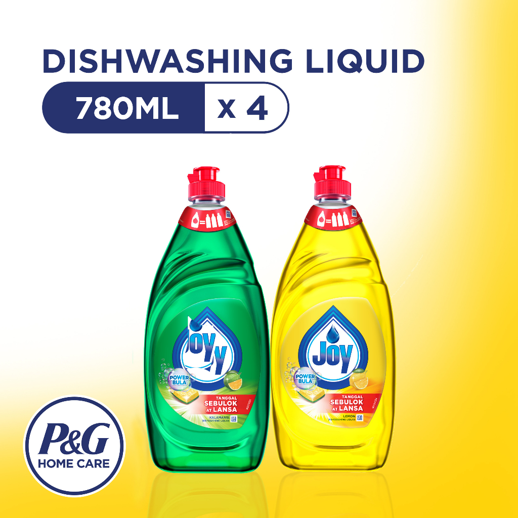 Joy Dishwashing Liquid Kalamansi Lemon Bundle 780ml Bottle X 4 Packs