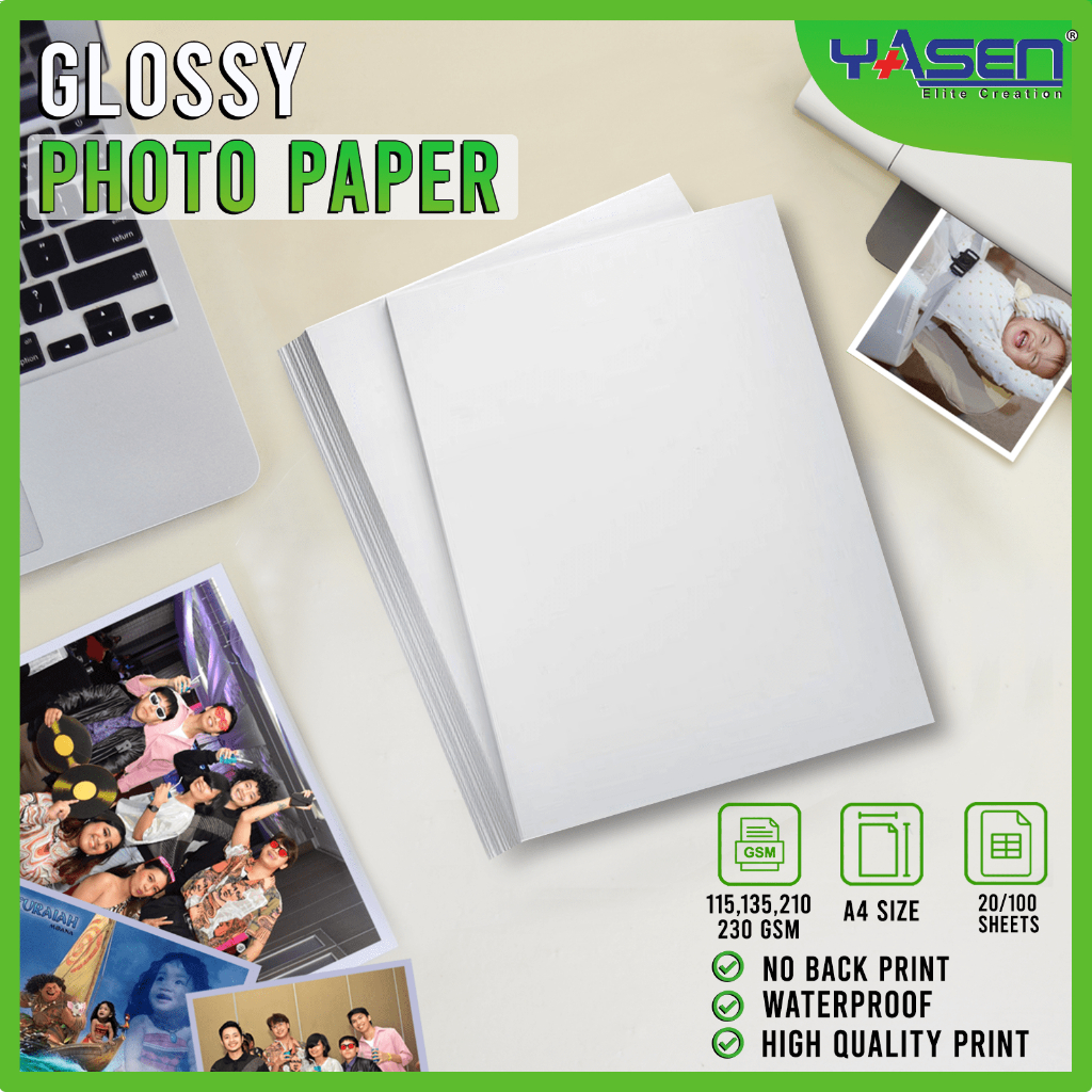 Yasen Photo Paper A Size No Back Print Glossy Paper Inkjet