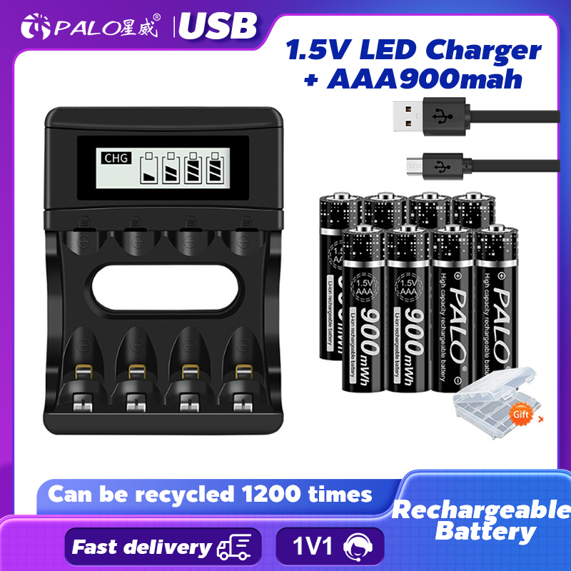 PALO LCD Display Smart Intelligent Battery Charger With 4 Slots For AA