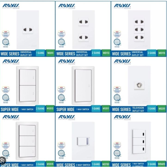 Royu Wide Series Universal Outlet Switch Gang Gang Gang Aircon