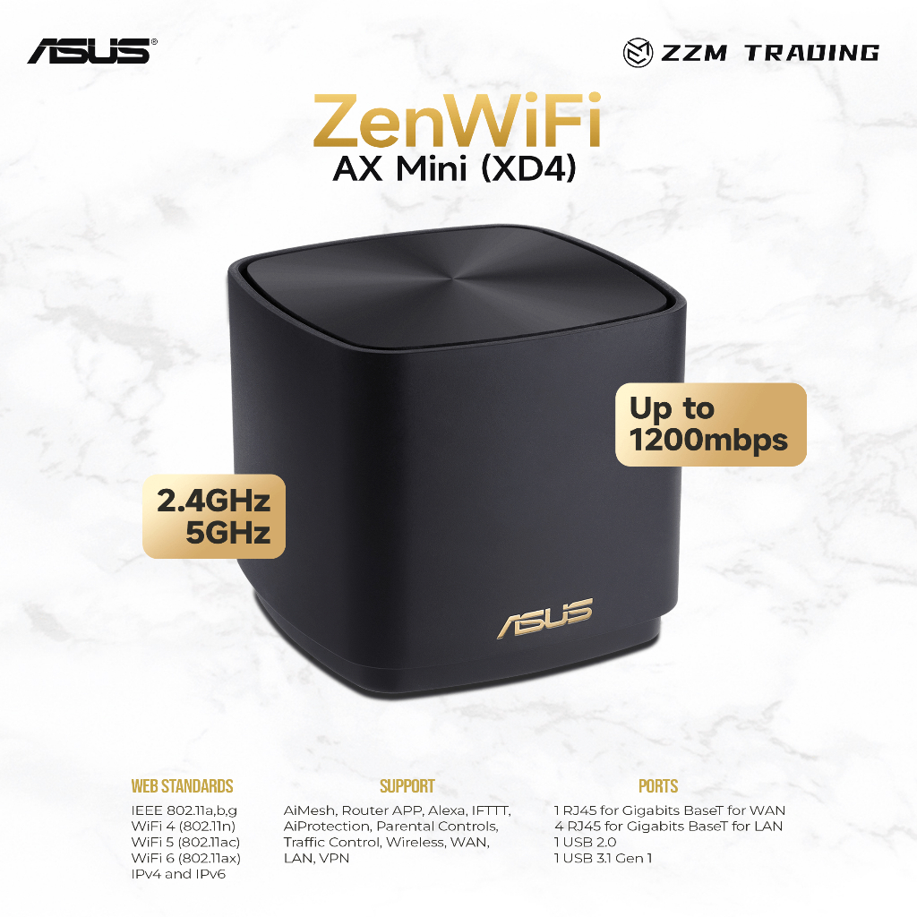 ASUS ZenWiFi AX Mini XD4 WIFI 6 2 4GHz 5GHz 1200mbps Mesh Router ZZM