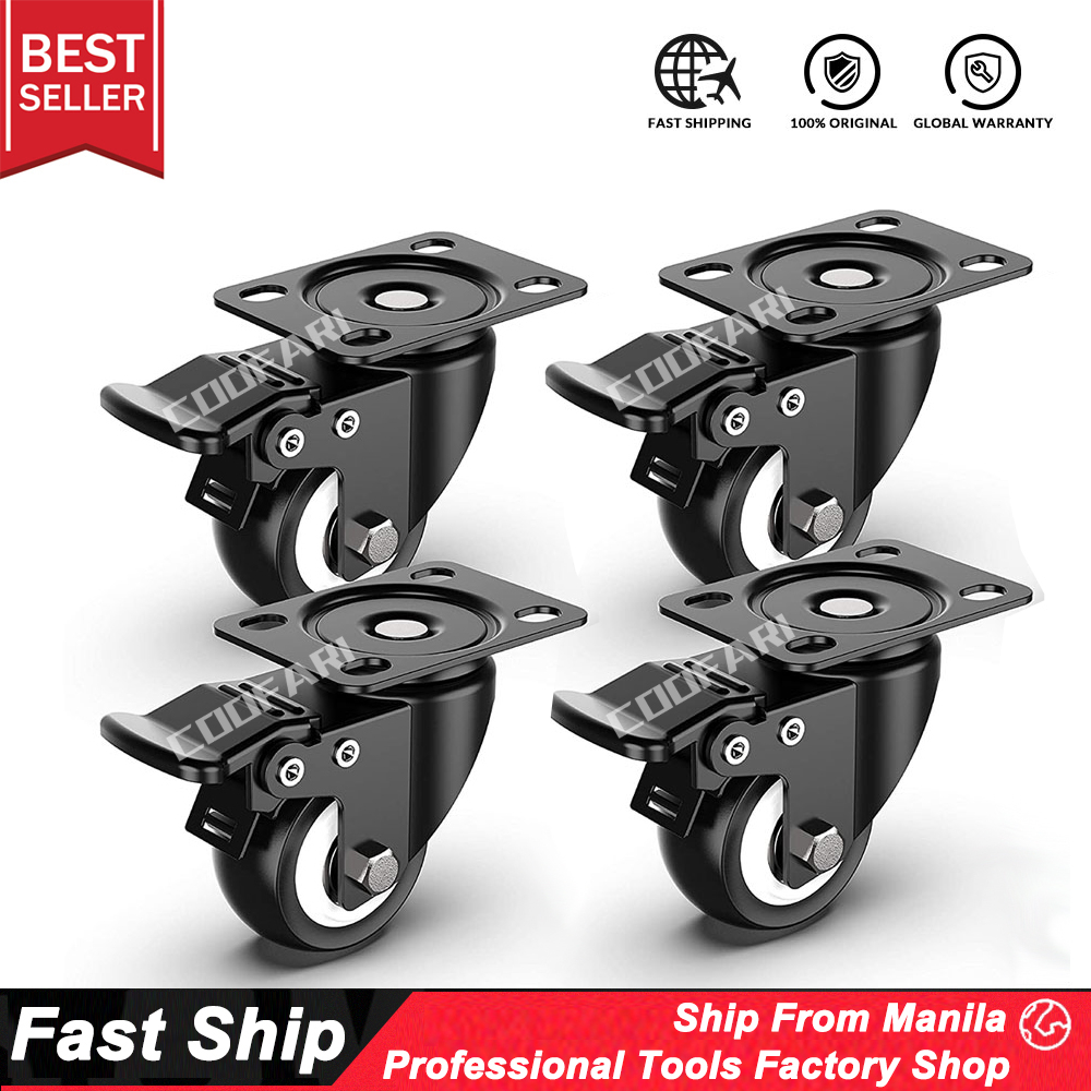 4PCS Heavy Duty Caster Wheels Furniture Mute Soft Rubber Swivel Casters