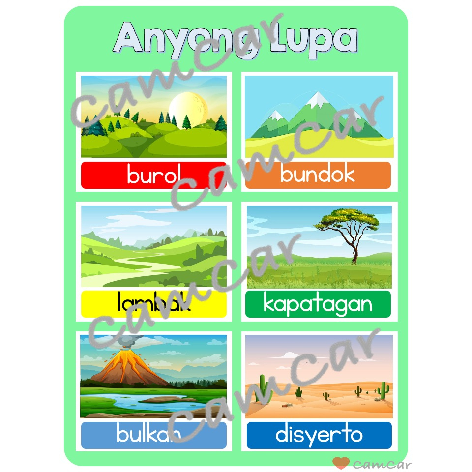 Laminated Wall Chart English Filipino Tagalog Color Shapes Days