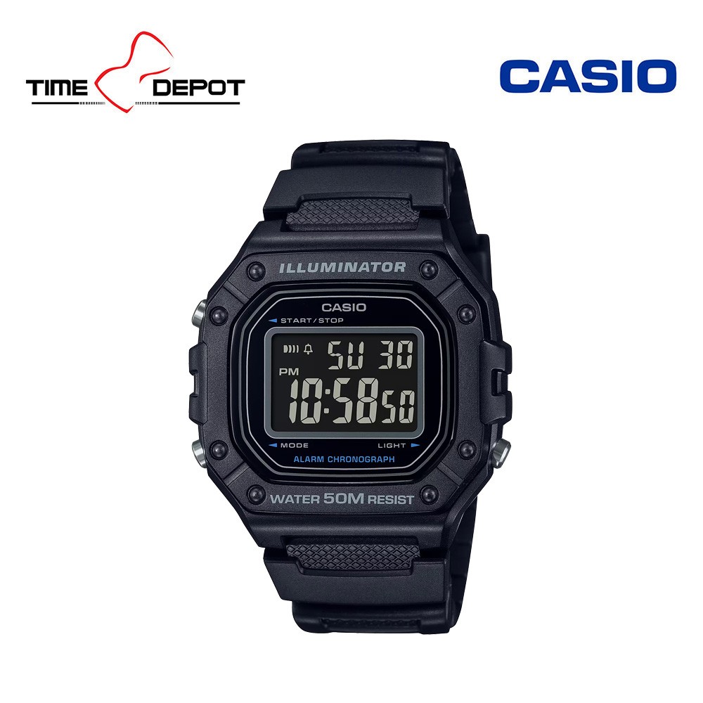 Casio W H Bvdf Standard Digital Black Resin Strap Watch For Men