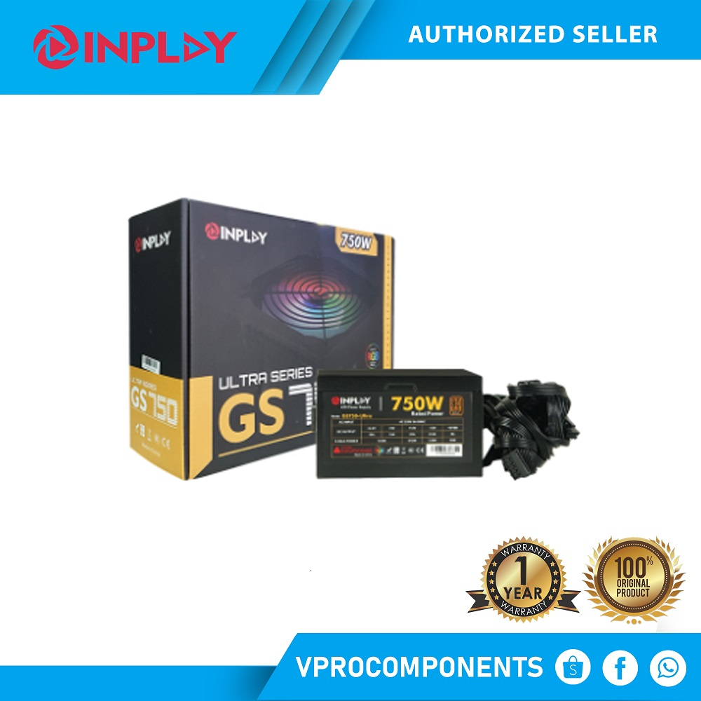 Inplay Ultra RGB 750w True Rated Power Supply PSU 80 Bronze GS750