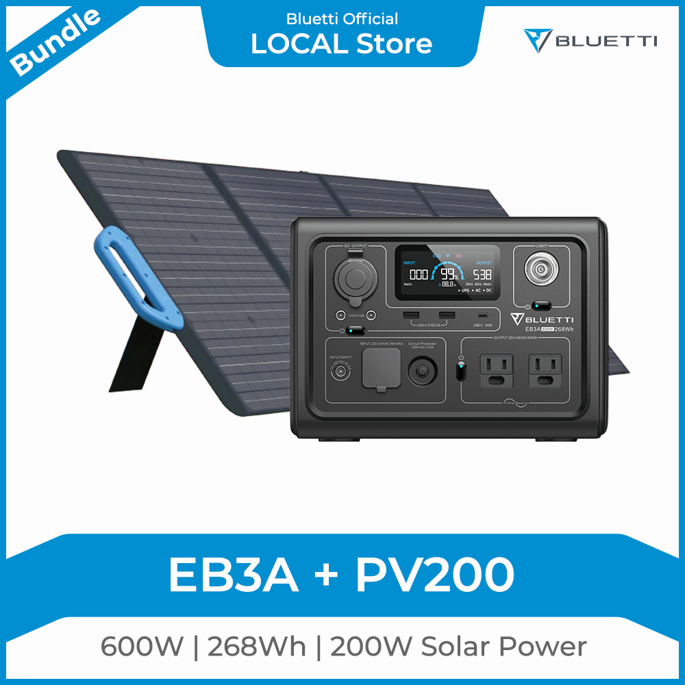 BLUETTI Solar Generator Eb3A With Pv200 Panel Included 600W 268Wh