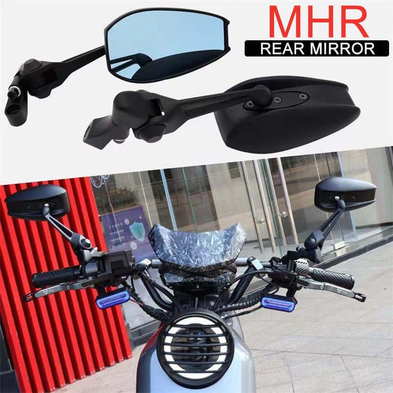 Mhr Motorcycle Side Mirror Adjustable Blue Lens Universal Made In