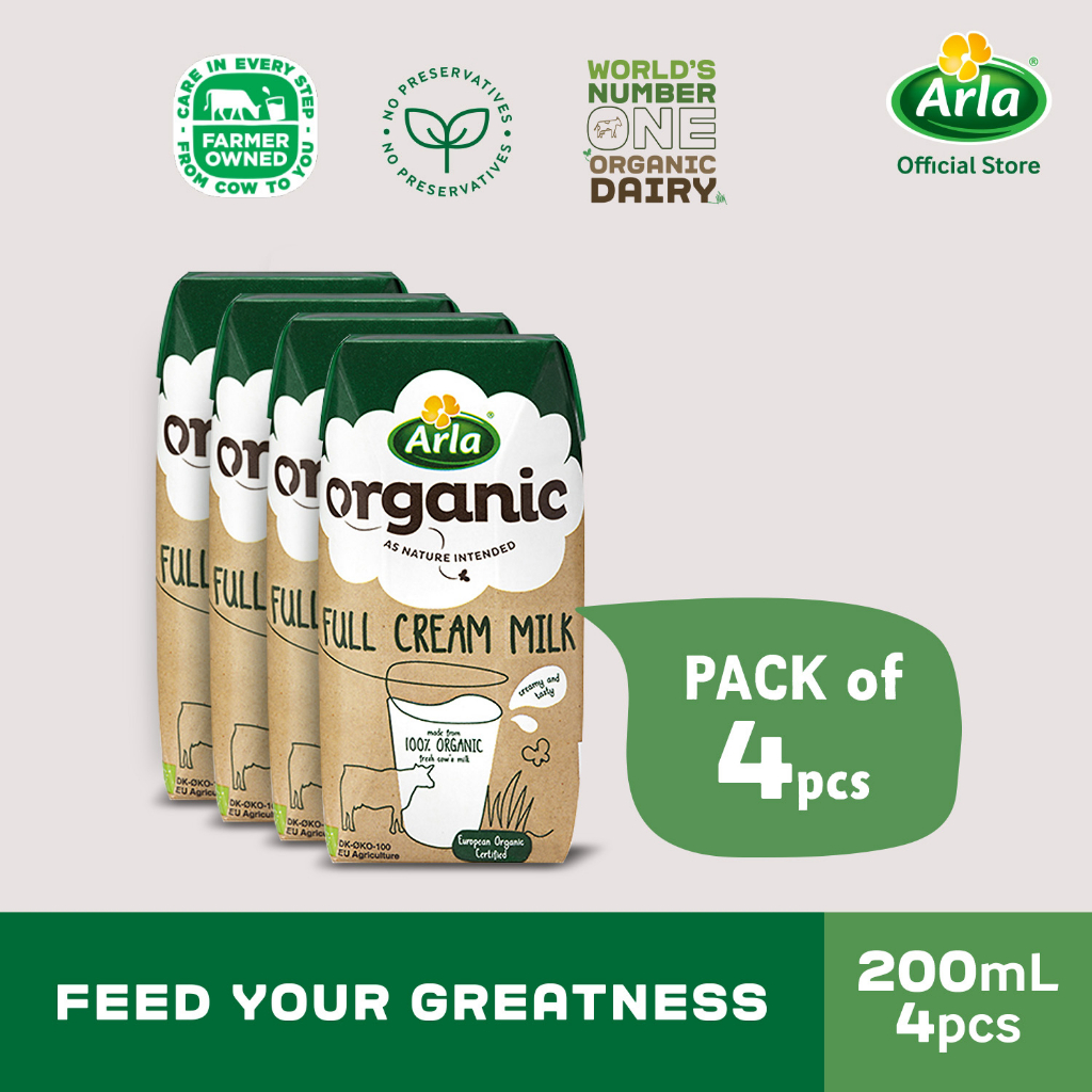 Arla Organic Full Cream Milk 200ml 4 Pack Shopee Philippines