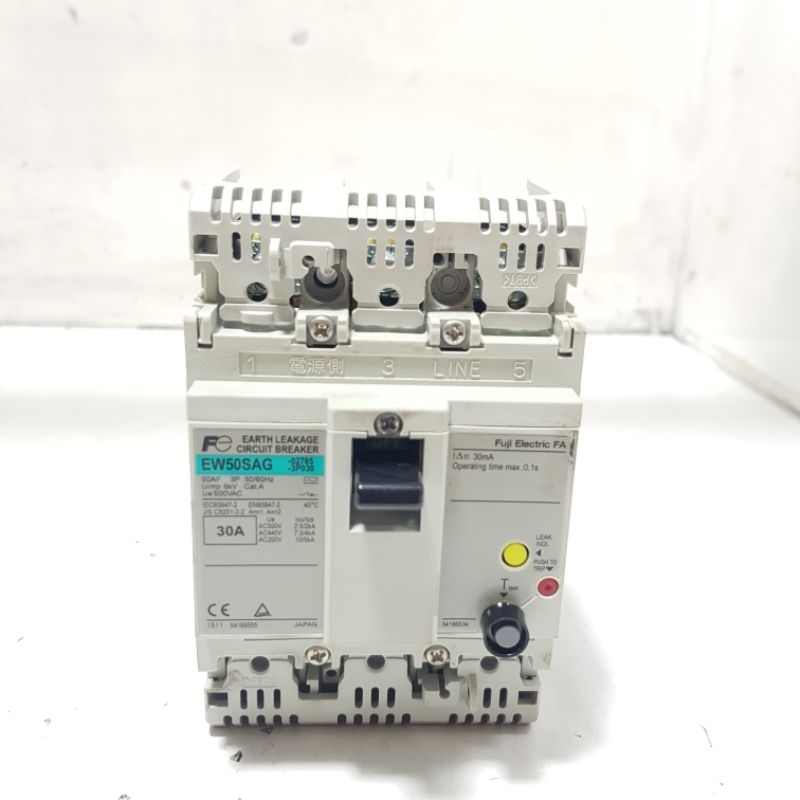 Circuit Breaker 3pole 30A ELCB EW50SAG FUJI Original Made In Japan